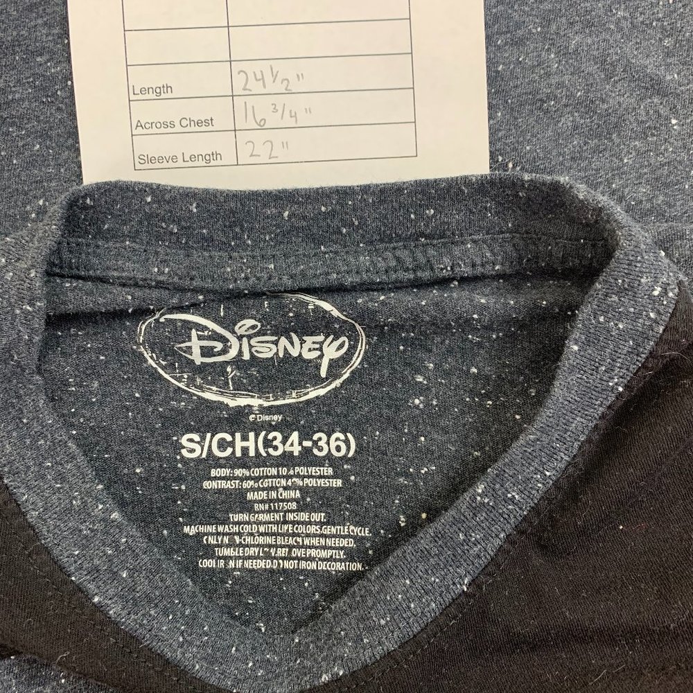 Retro Disney Mickey Mouse Long Sleeve Raglan Baseball Shirt Heather Blue Size Sm - Picture 4 of 4